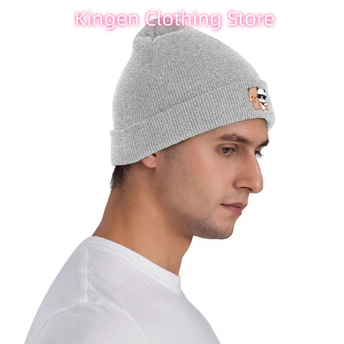 الدب والباندا Bubu Dudu بالون دافئ محبوك قبعة الهيب هوب بونيه قبعة الخريف الشتاء في الهواء الطلق قبعات حريمي للجنسين الكبار #5