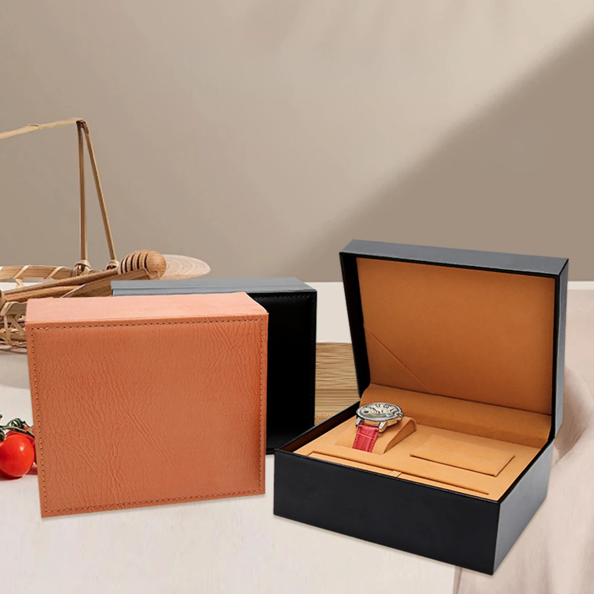 Fashion Watch Box Cardboard Case Bangle Bracelet Wrist Watch Jewelry Present Black Gift Box Square Watch Box
