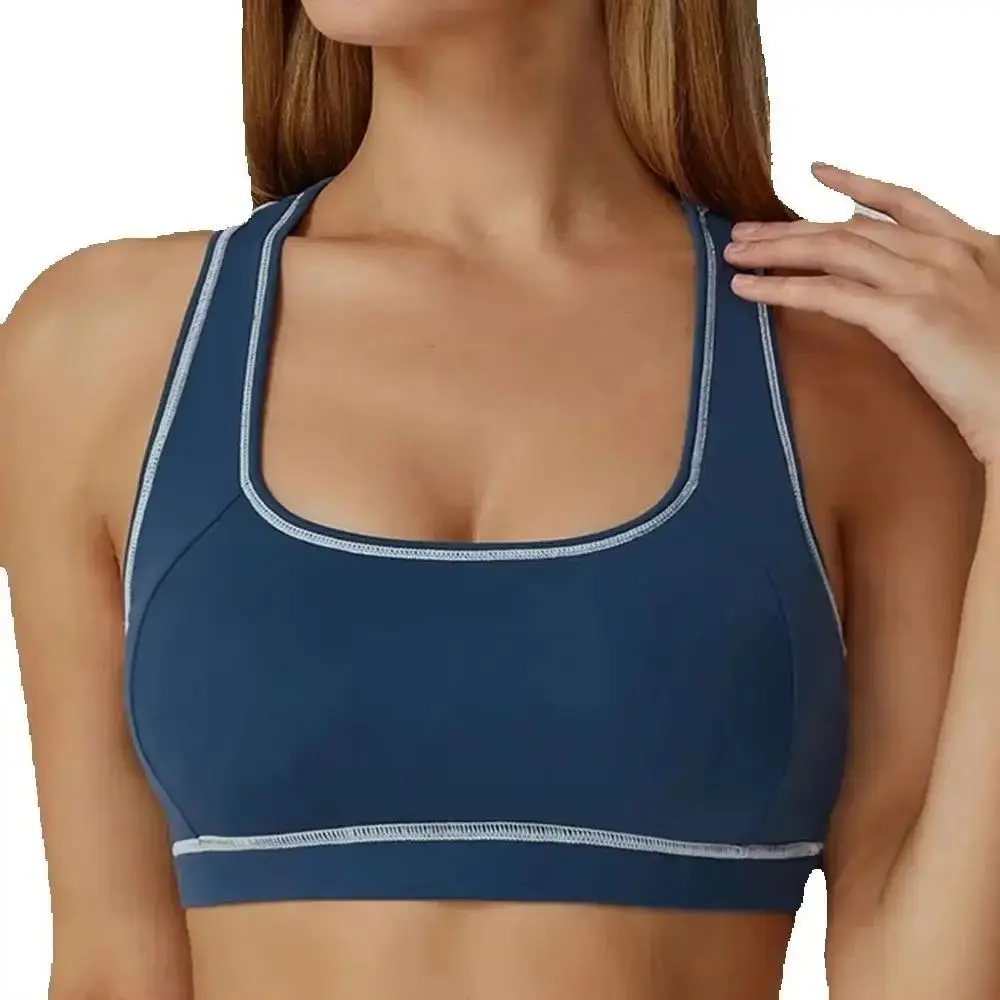 

All-in-one Shock-proof Sports Bra Running Breathable Yoga Bra Gym Clothing Summer Color Block Fitness Bras Women Sport Underwear