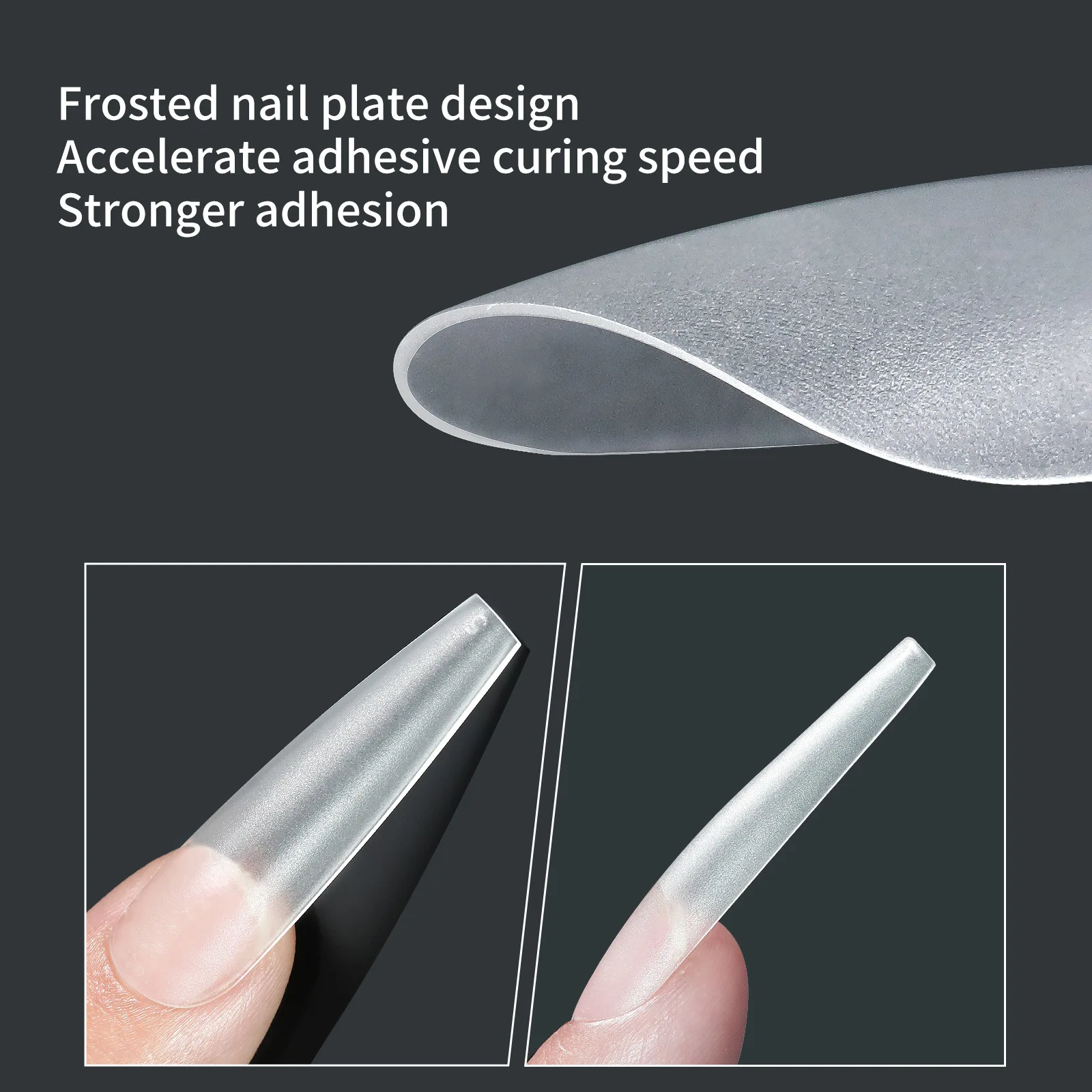 240pcs Clear Matte Foldable Seamless Fake Nails Trendy Extra Long Trapezoid & Drop Shape Pro for Nail Art Salon DIY Enthusiasts
