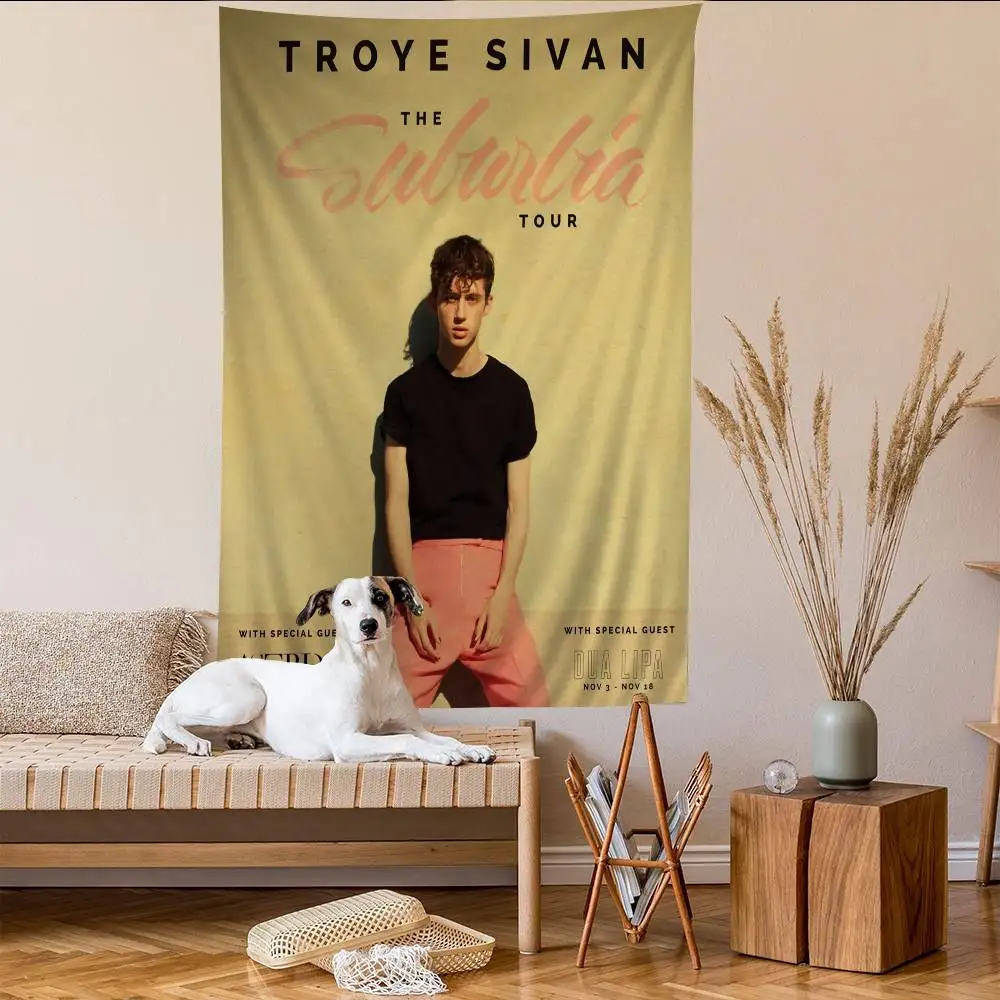 Singer Troye Sivan Printed Large Wall Tapestry Hanging Tarot Hippie Wall Rugs Dorm Art Home Decor