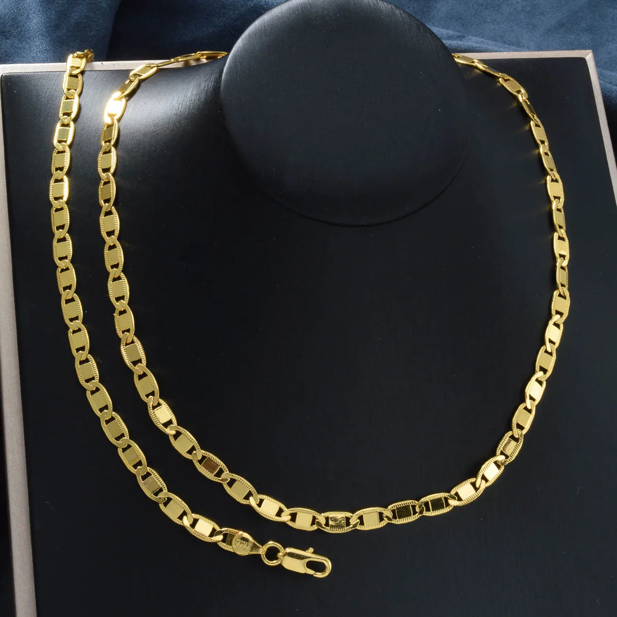 

Gold Plated Copper Oval Link Chain Necklace Bracelet Set for Women European American Style Daily Wear Office Jewelry Gift
