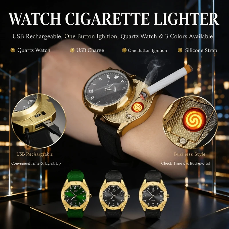 Real Dial Smart Watch Lighter, Windproof USB Rechargeable Electric Lighter, Novelty Multifunctional Cigarette Accessory