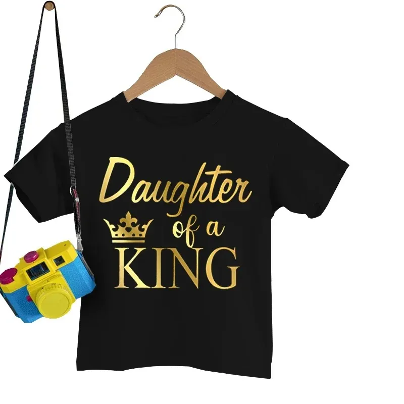 2024 Father of Princess Daughter of King Print T Shirt Lovely Daddy and Me Outfit Family Matching Outfits Dad Baby Girl Summer