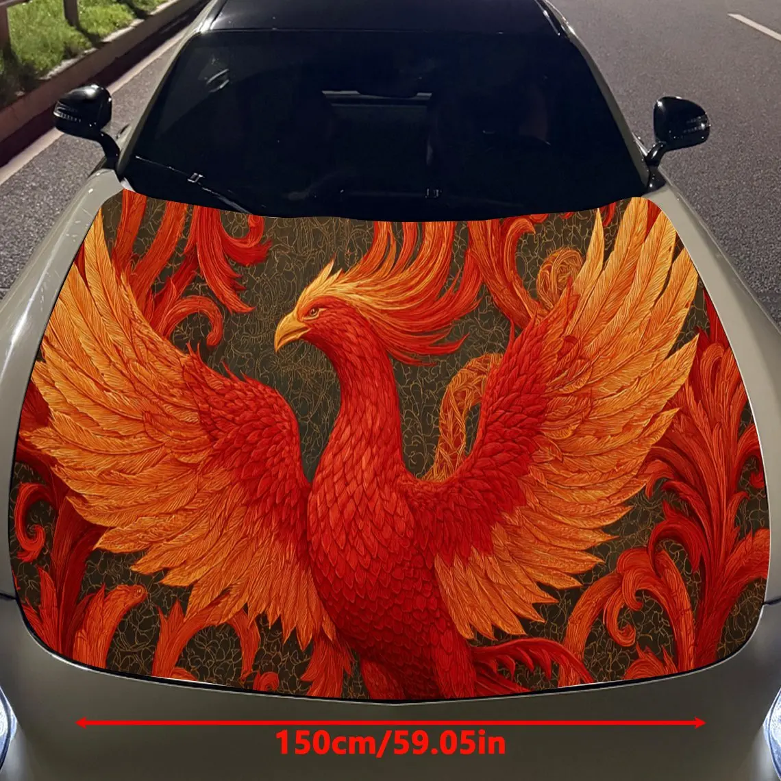 Retro Red Phoenix print,car hood stickers,PVC waterproof Self adhesive car hood sticker,car hood decoration protection stickers,