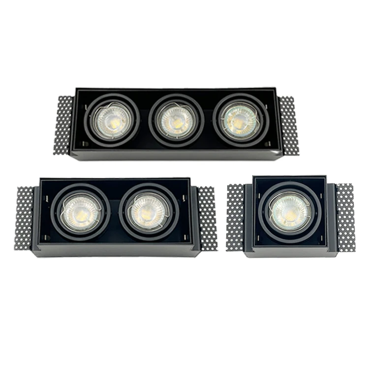 Modern Square Recessed LED Downlight Lamp COB Dimmable Adjustable Trimless Grille Lights Single Twin Triple Multiple Heads