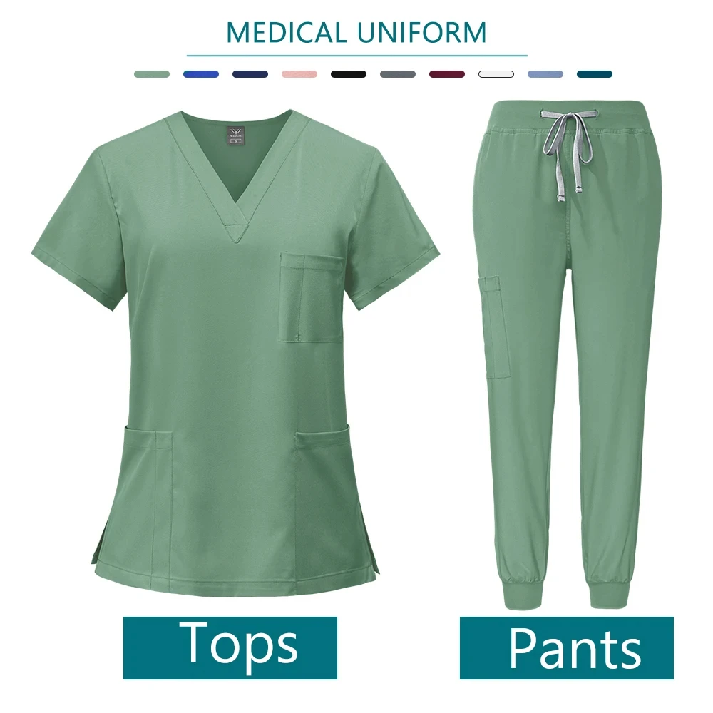 Uniformes Médicos Multicoloridos para Mulheres, Scrubs Conjuntos, Tops e Calças, Enfermeiros Acessórios, Clínica Dentária, Salão de Beleza, Hospital Workwear Roupas