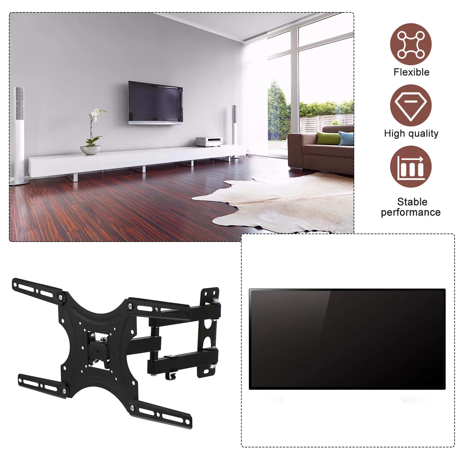 1pc LCD Screen Bracket 16 5cm Stand for Wall Hanging Living Room KTV Bar Conference Classroom Restaurant Black - Image 4
