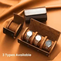 Estuche de viaje con rollo de reloj, almacenamiento y organizador de 3 relojes, almacenamiento seguro con innovadores almohadas extraíbles y organizador de relojes sólido
