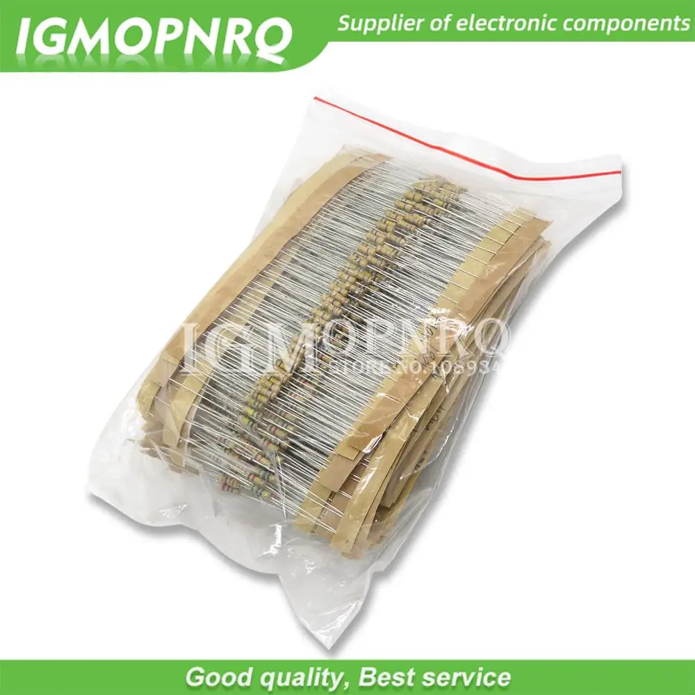 1500PCS 1/4W Carbon Film Resistors Assorted kit 75Values (1 ohm~ 10M ohm) Resistance 5% Tolerance Resistor Pack