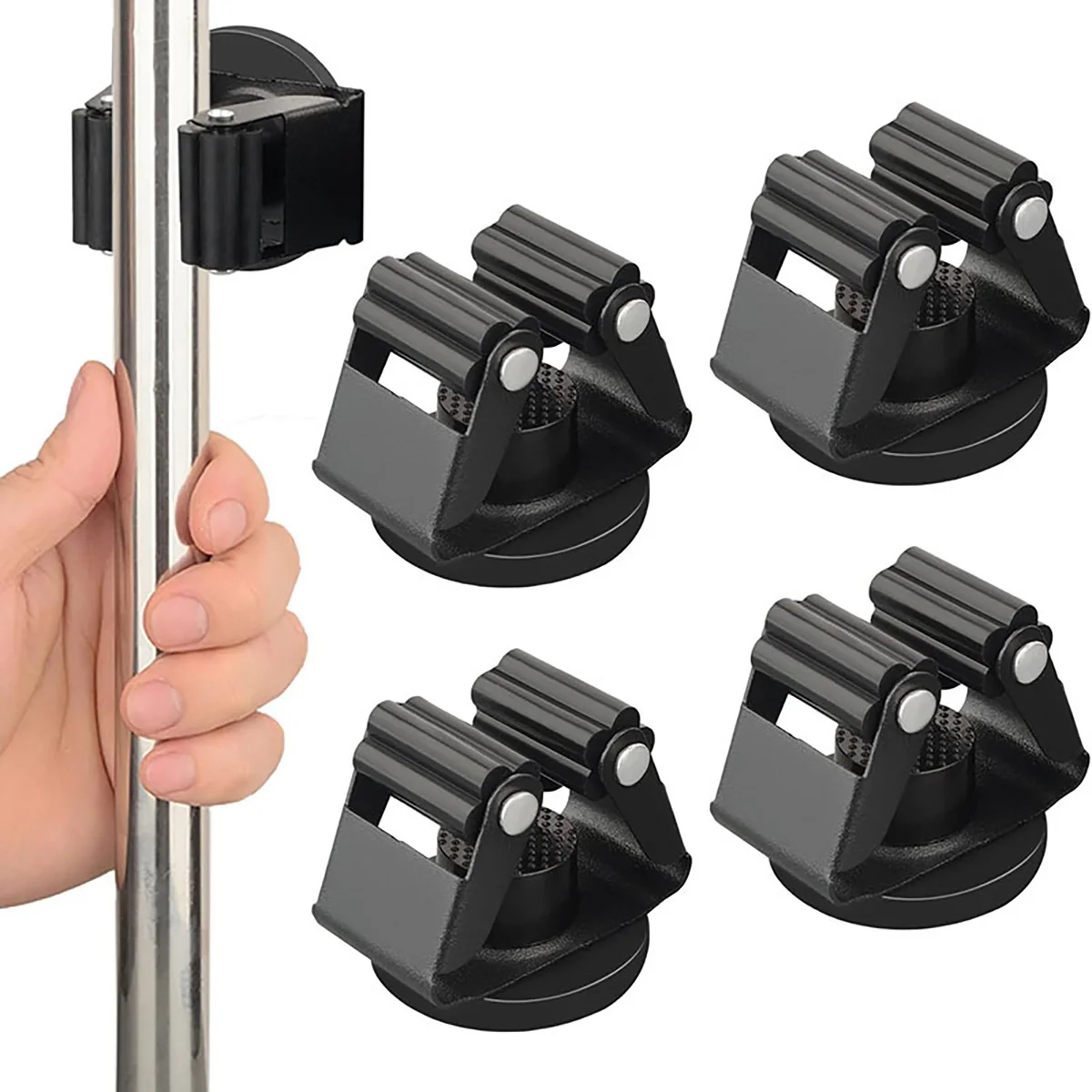 4 Stück Besen- Und Mopphalter Zur Wandmontage, Platzsparend, Robust, Ohne Bohren, über Der Tür, Besenhaken, Wohnmobil-Wandorgani