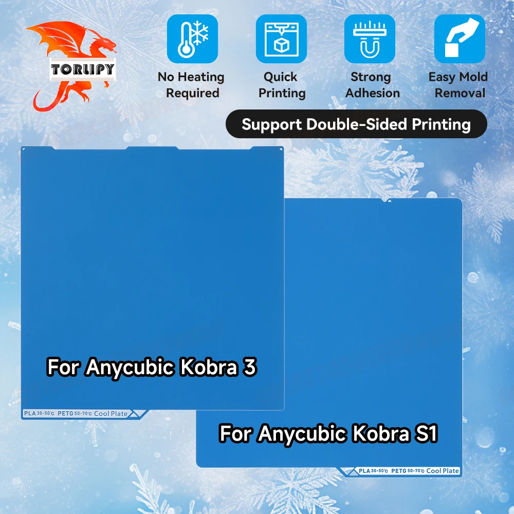 

For Anycubic Kobra S1/Kobra 3 Cool Plate Build Plate Double-Sided Plate Spring Steel Sheet 264x276/255x268mm Anycubic Heat Bed
