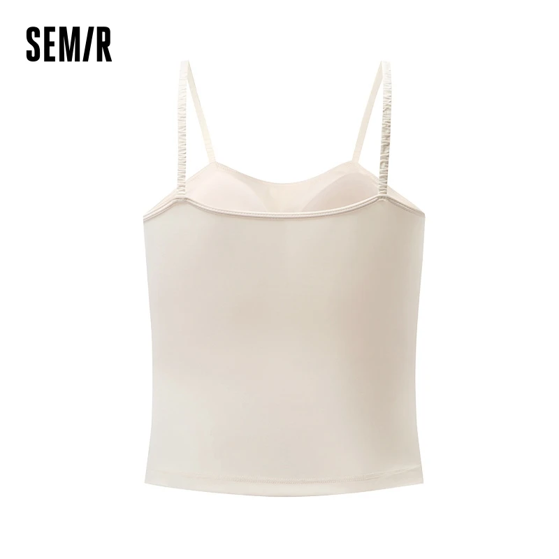 Semir Vest Women Integrated With Built-In Bra Strappy Underwear Solid Color Versatile Base Layer Inner Wear Slimming