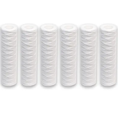6pcs Universal String Wound Sediment Water Filter Cartridges for Most 10-Inch RO Unit 5 Micron – 10" x 2.5"