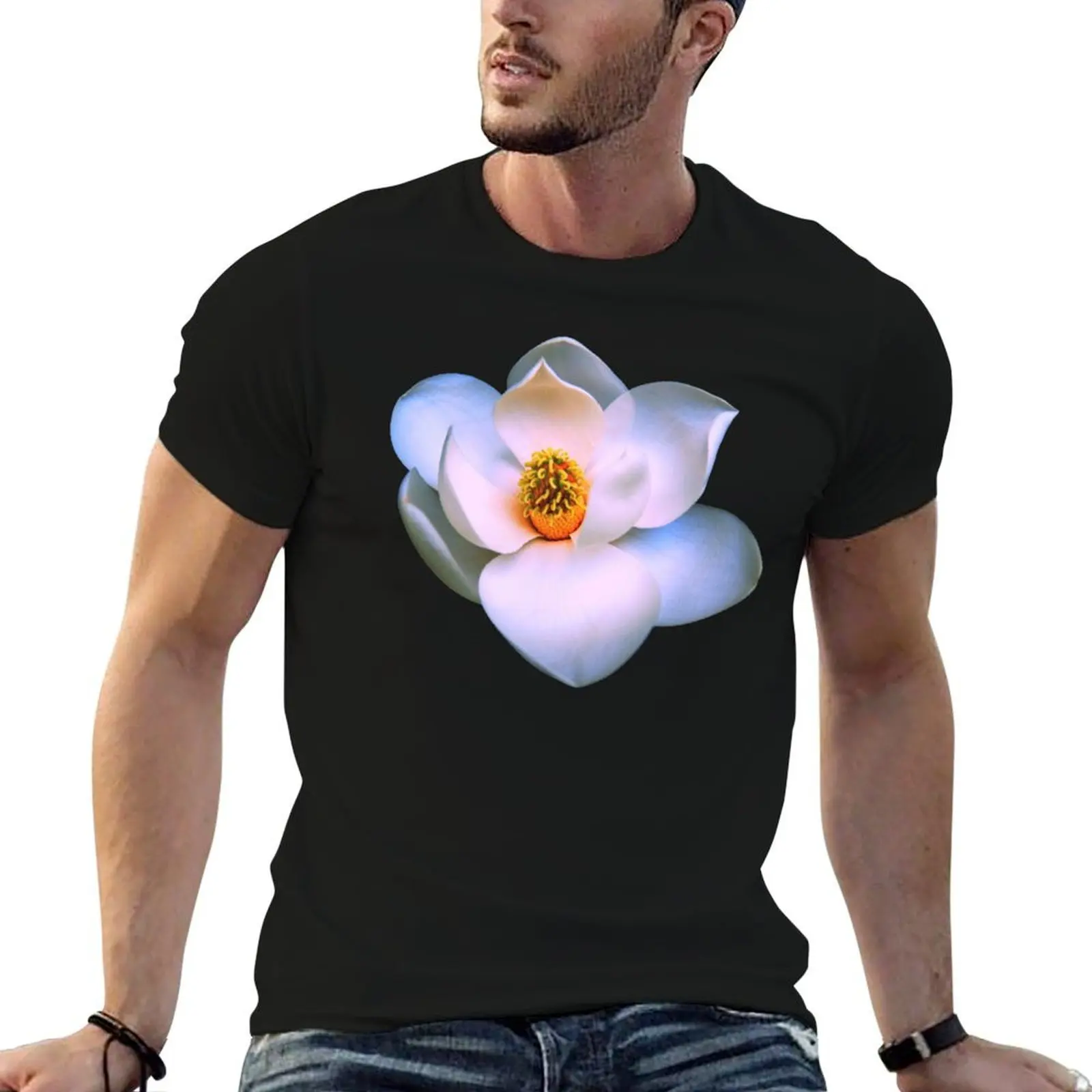 Pink and Blue Magnolia T-Shirt man t shirts for men casual man t shirts high quality luxury brand anime t shirts for man T-shirt