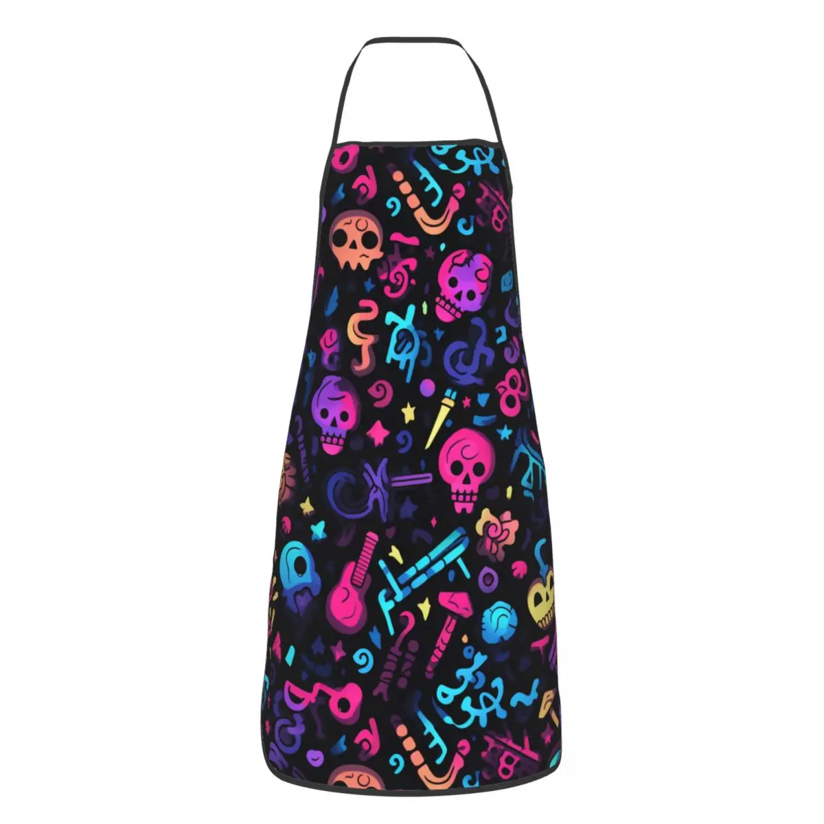 

Custom Unisex Colorful Graffiti Bones Skull Kitchen Chef Cooking Baking Apron Men Women Tablier Cuisine for Gardening