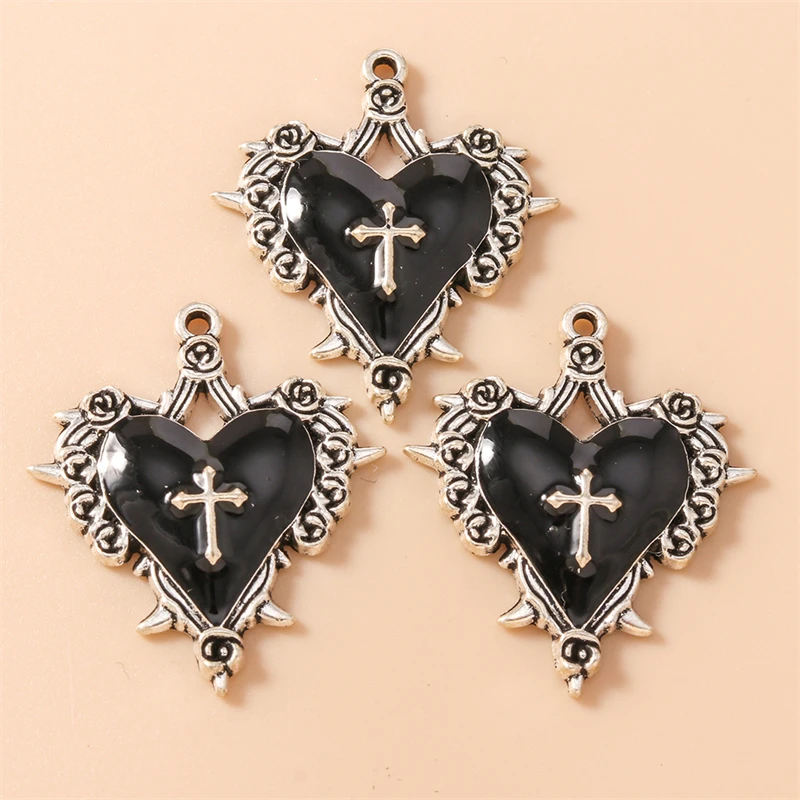 20 Stück 30 x 34 mm niedliche Emaille-Metall-Anhänger in Herzform für die Herstellung von Halsketten, Ohrringen, Armbändern, DIY-Handwerk, Schmuckzubehör – Detail 7