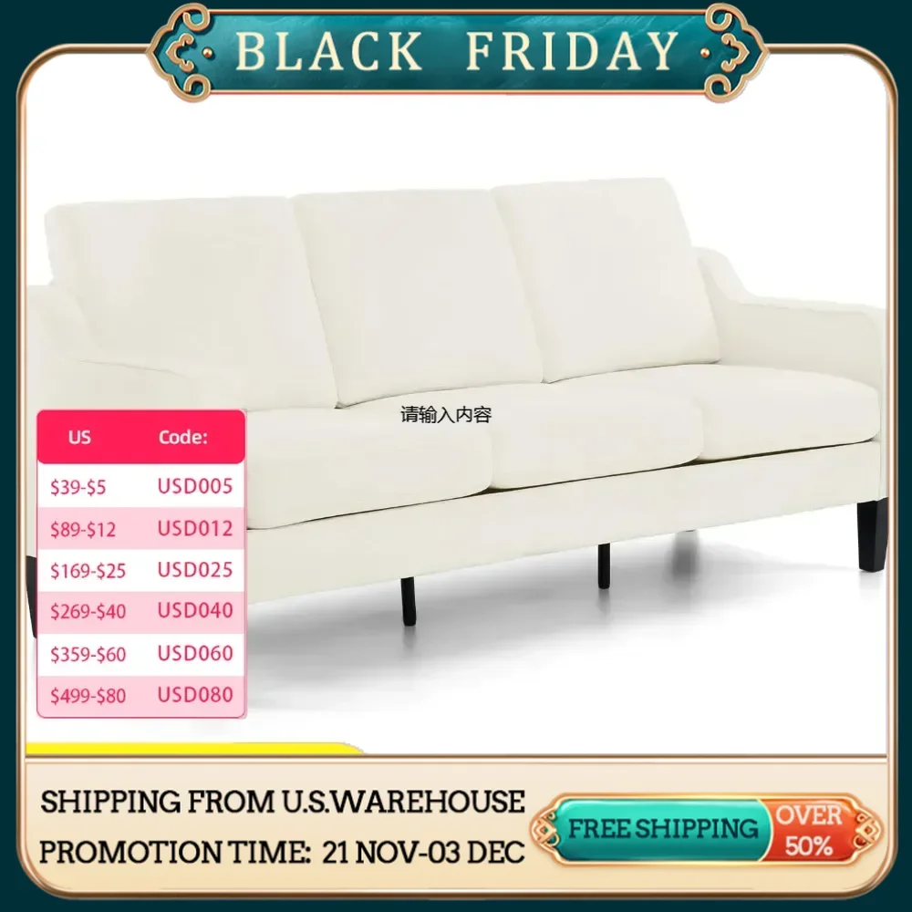 Living room sofa, comfortable sofa Medieval modern 3 person sofa soft display sofa, suitable for bedrooms, apartments