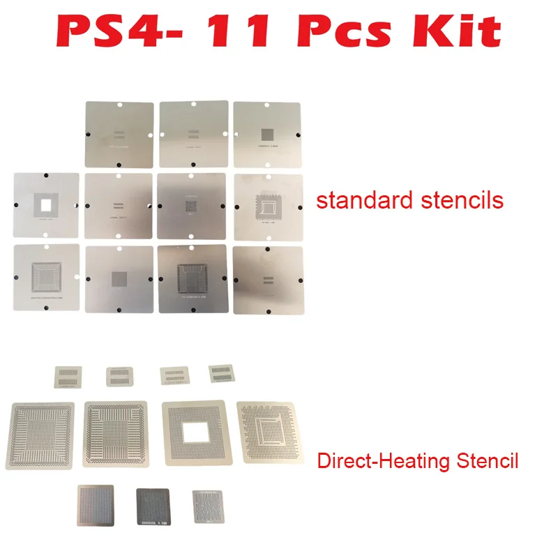11pcs Stencils 90mm Size Optional Direct-Heating for PS4 Game Console Repair Full Kits BGA Rework Station Repairing Use