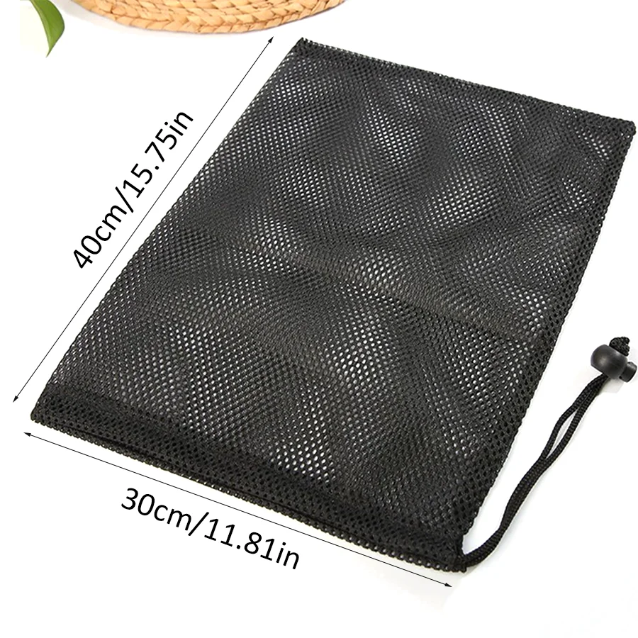 5/10pcs Black Mesh Drawstring Storage Pouch, Mesh Organizer, Portable Sack for Cosmetic Accessories, Sport Gear, Travel XJM