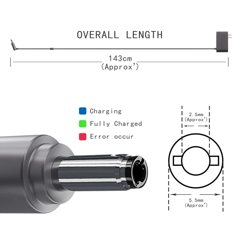 ダイソン用ユニバーサルモデル充電器,交換可能,USプラグ,ポータブル,v6,v7,v8,26.1v