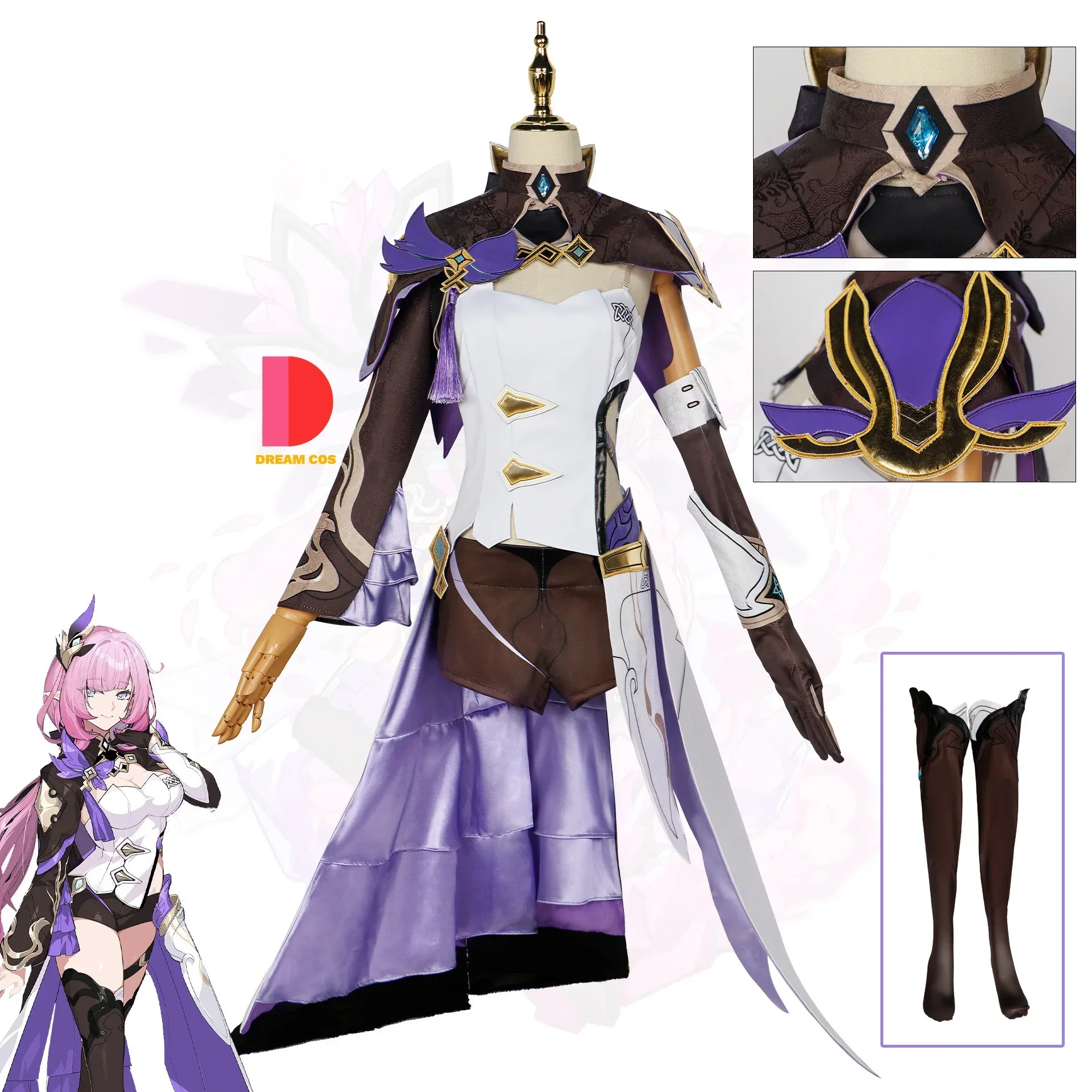 Honkai Impact 3 Elysia Cosplay Costume Carnival Uniform Wig Anime Halloween Outfits for Women Game Fans with Accessories Fashion