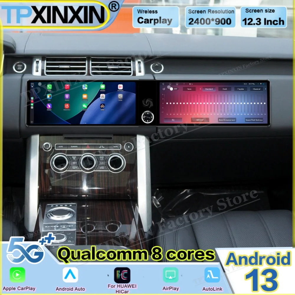 

Двухэкранный Android-магнитола для Land Rover Range Rover Executive Edition 2013-2016: автомобильное радио, мультимедиа, GPS-навигация, стерео, головное устройство