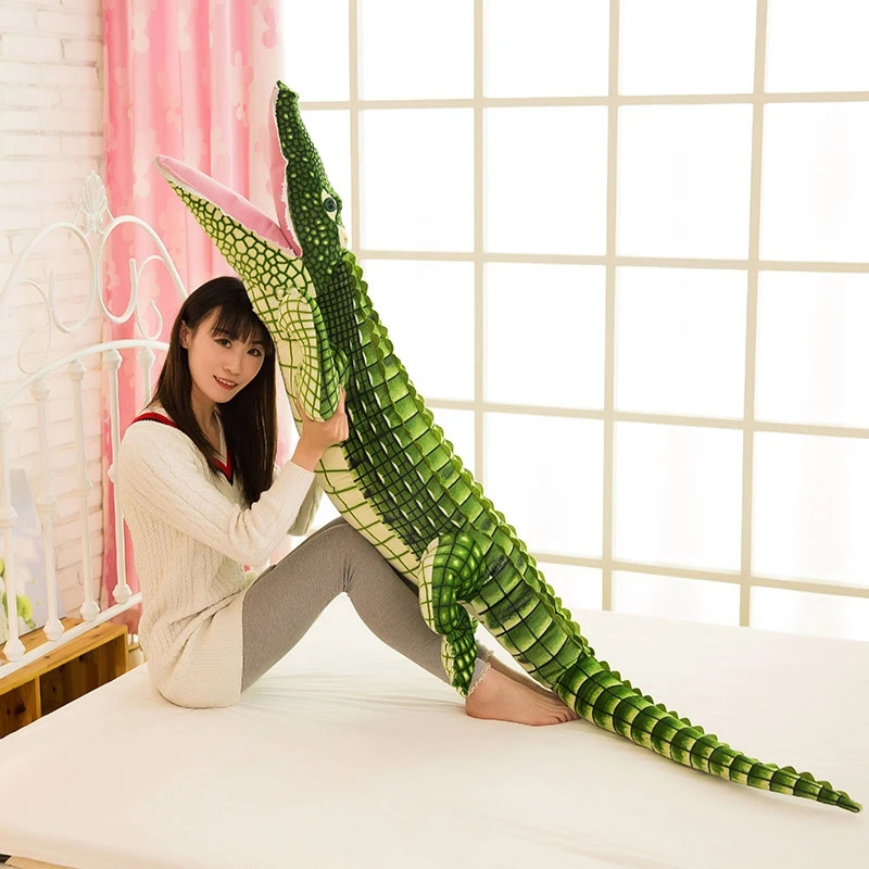 Jouet en peluche alligator pour enfants, animal en peluche, vraie vie, poupées crocodile de simulation, oreiller créatif Kawaii, cadeaux pour enfants, 100cm