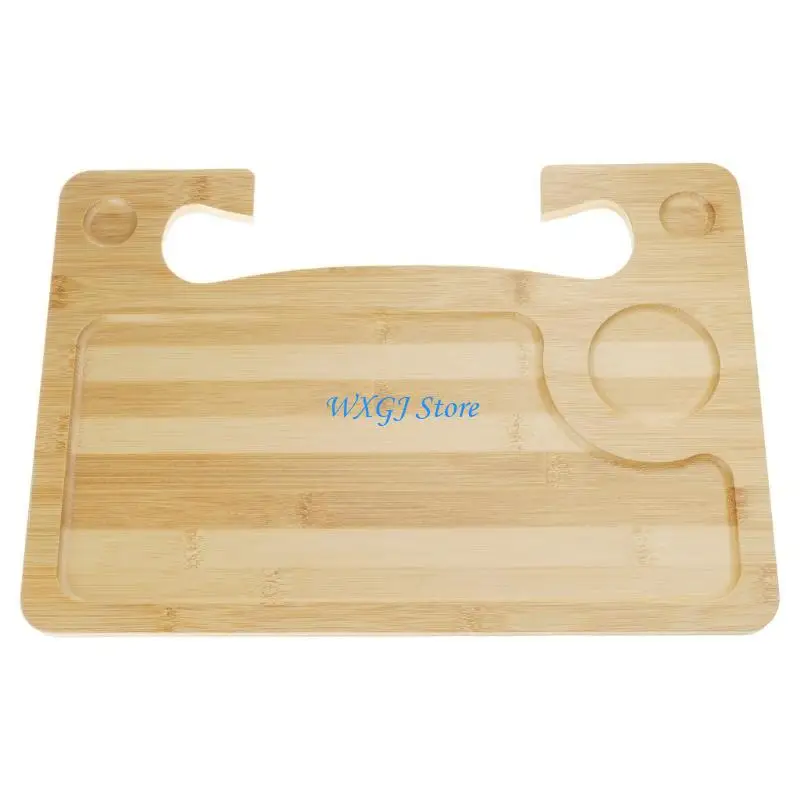 

37JE Natural Bamboos Car Steering Wheel Tray Double Use As Laptop Desk Dining Table