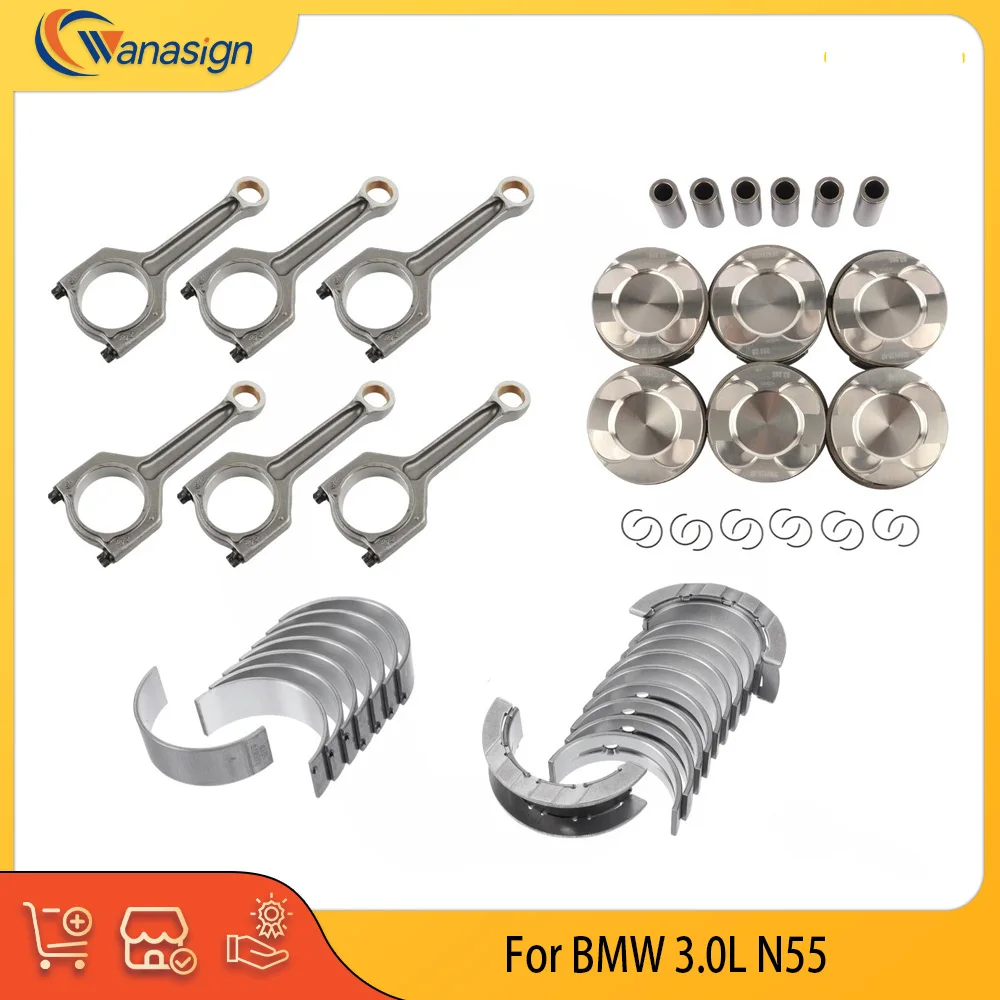 

Детали двигателя Шатун Поршневые кольца Комплект подшипников Подходит для 3.0 L L6 Gas N55 Для 135i E82 E88 X1 xDrive35i E84 3.0L 2009-2019