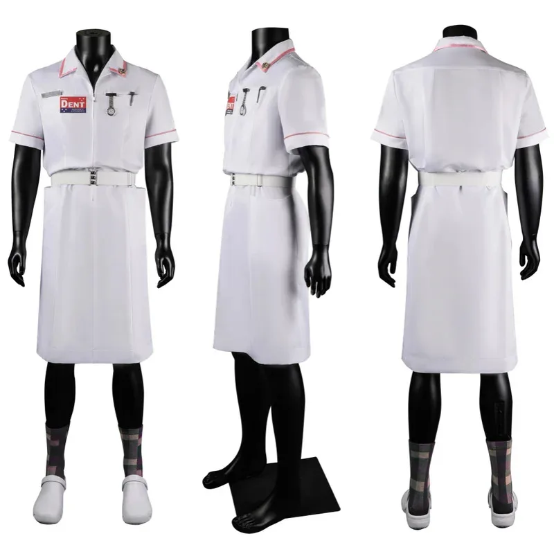 Disfraz Joker Cosplay Jack disfraz de enfermera abrigo blanco traje Halloween Comic Con hombre uniforme disfraz hecho a medida