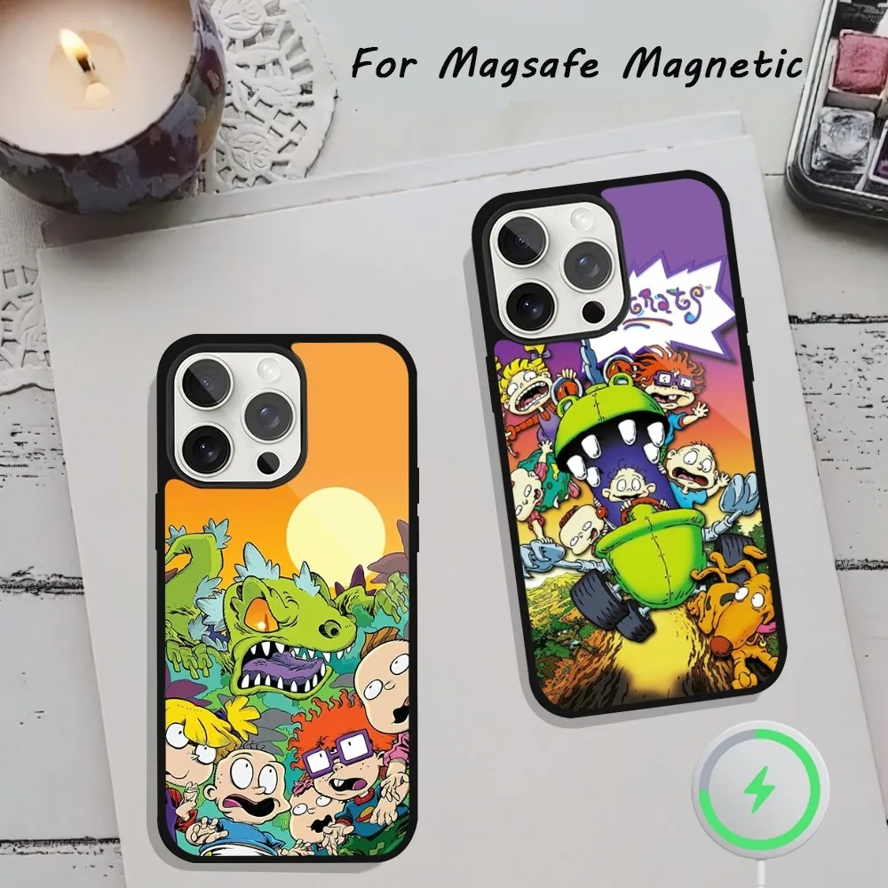 Cartoon R-Rugrats Phone Case  For iPhone 15 12 13 14 11 Pro Plus Max Magsafe Magnetic Wireless Charging shell