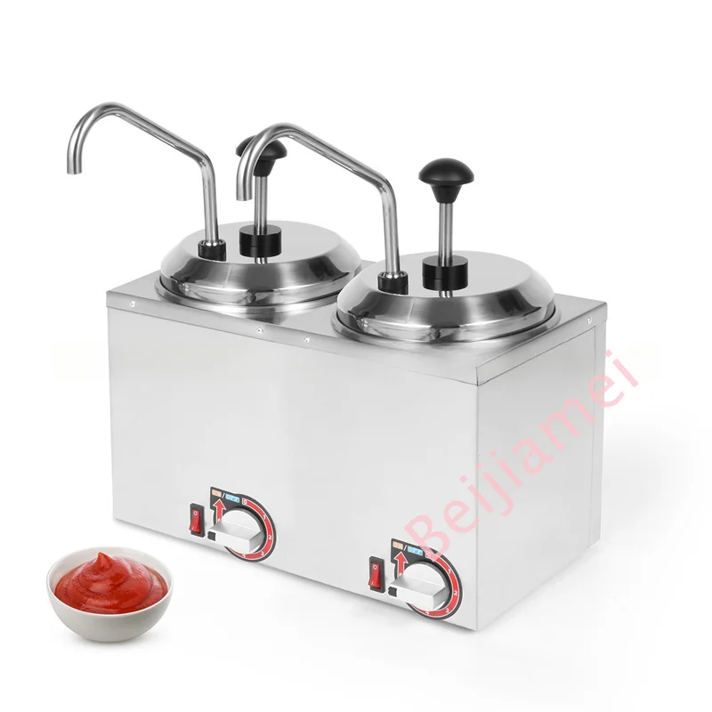 2.5L * 2 خزان مزدوج الشوكولاته الجبن المربيات مضخة موزع آلة تسخين الصلصة التجارية مع مضخة 220 فولت 110 فولت