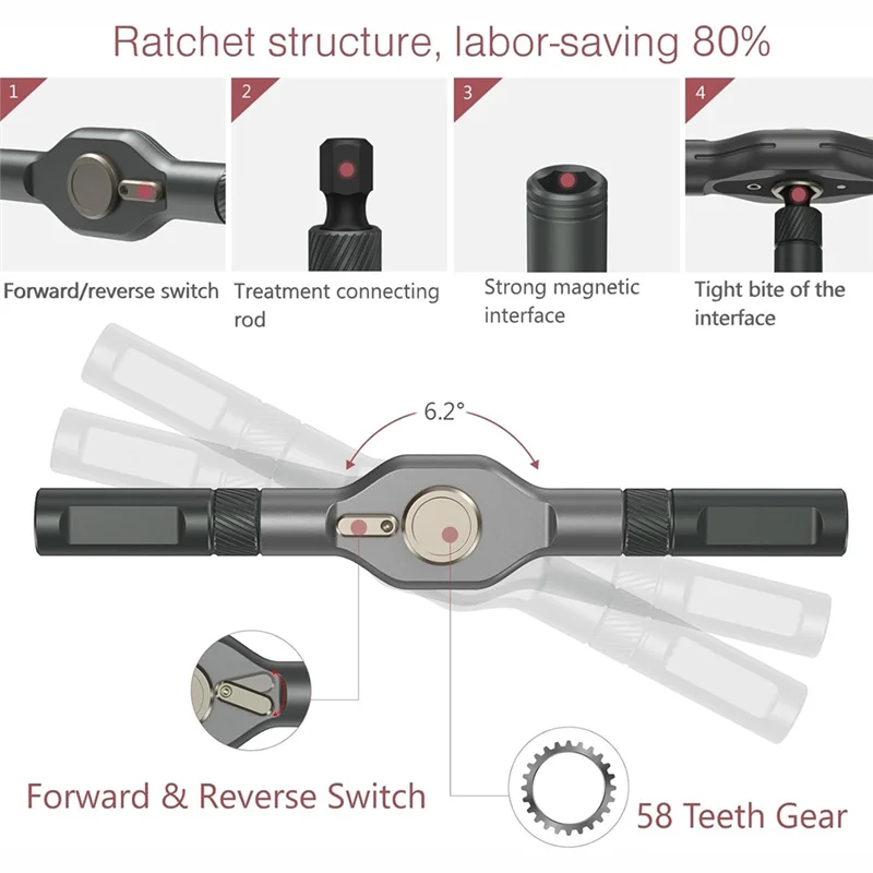 Набор отверток с трещоткой AT48, набор магнитных отверток 42-в-1 с ручкой с храповым механизмом для разборки, универсальный инструмент для ремонта своими руками