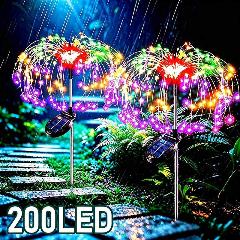 Outdoor Waterproof Solar Firework Lights DIY Shape Solar Patio Lamp Landscape Atmosphere Decor for Yard Garden Pathway