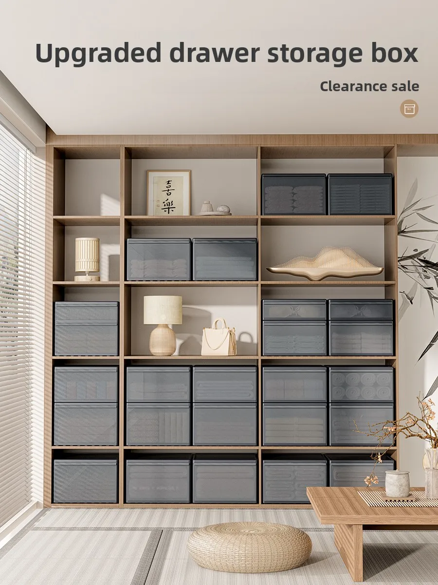 Caixa Organizadora com Acabamento Fosco Estilo Gaveta para Roupas Íntimas, Meias e Cosméticos, à Prova de Poeira, Solução para Organização de Mesa