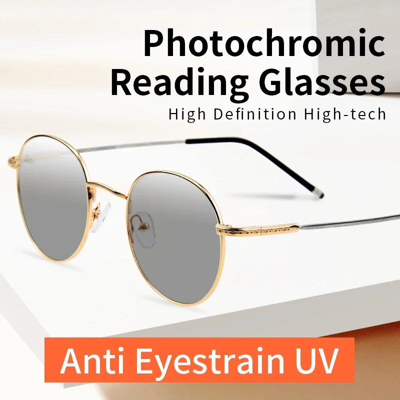 Photochromic Reading Glasses, Anti UV Sun Readers Presbyopia Eyeglasses,Anti Scratch Tinted Eyeglass for Women Diopters To +4.0