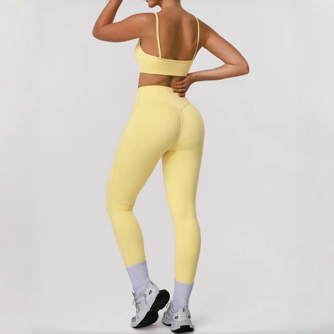 المرأة 2 قطعة اليوغا مجموعة اللياقة البدنية عالية الخصر الورك رفع السراويل تي شيرت ضيق دعوى الرياضة الصدرية مجموعة الجري اللياقة البدنية ملابس رياضية للصالة الرياضية #5