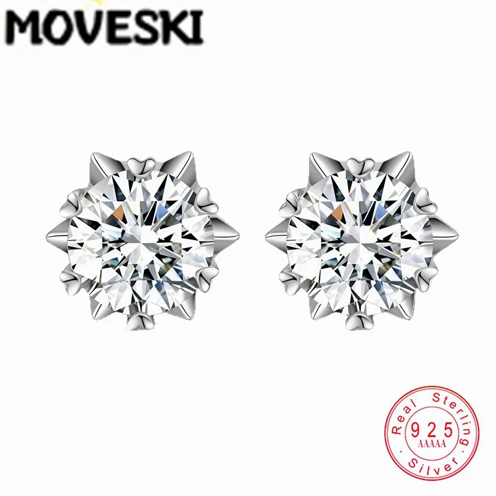 

Серьги-гвоздики MOVESKI из стерлингового серебра 925 пробы в форме снежинки, серьги с бриллиантами из муассанита 0,5/1 карат для женщин, свадебные и помолвочные украшения