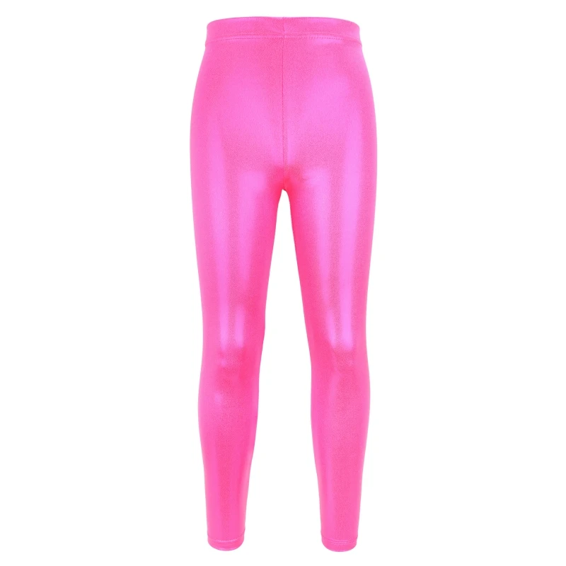 Girls Tight Pants Breathable Bright Bronzing Dance Pants Athletic Gymnastics Solid Sport Practice Dancewear