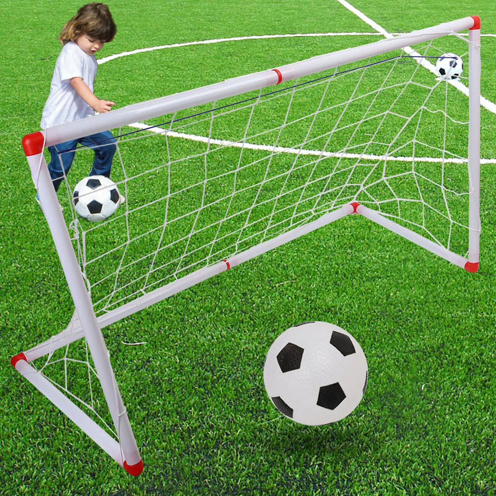 106/120cm  Soccer Goal Set for Kids - Indoor/Outdoor Football  with  Pump - Official Size Sport