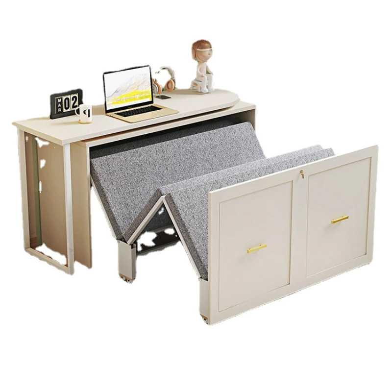 ZC Cream Style Lunch Break Folding Bed Desk Double-Use Study Multifunctional Invisible Bed