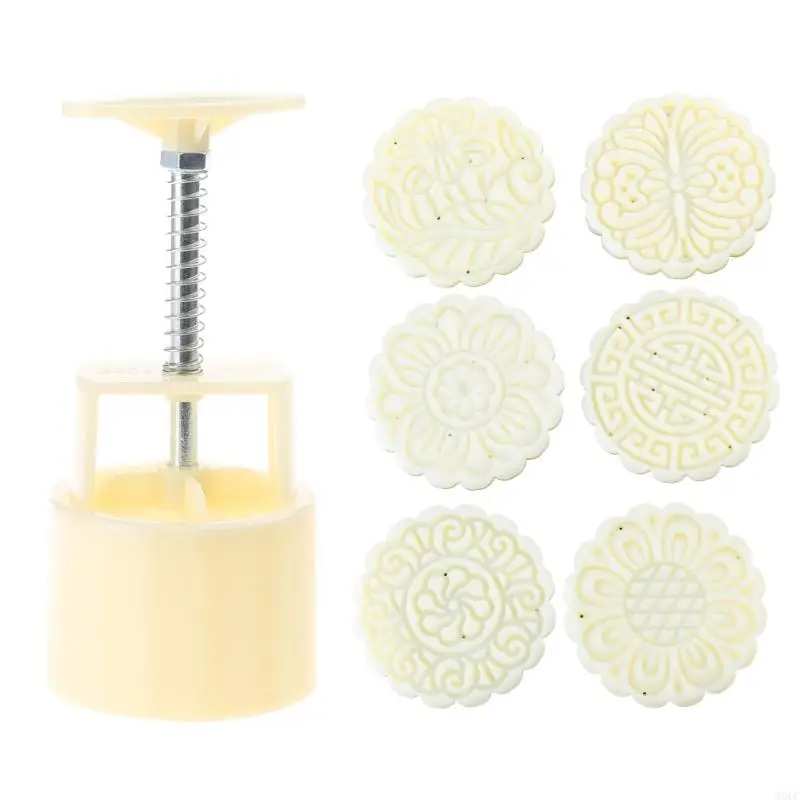 MOLC 100g Plastic Material Mooncake Moulds Mooncake Stamp Flower Shaped DIY Mooncake