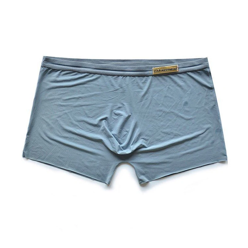 Mutandine da uomo boxer Sexy uomo intimo sottile in seta di ghiaccio mutande di un pezzo boxer a vita bassa Cool intimo da uomo Sissy Solid