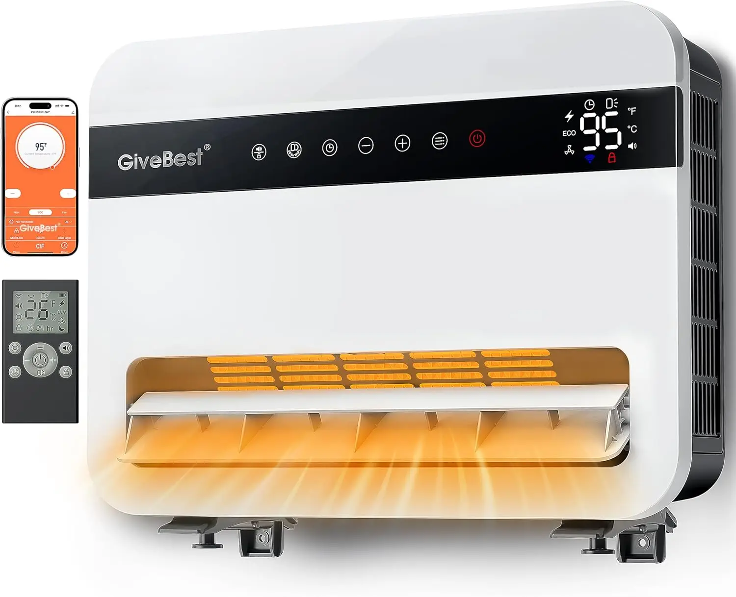 

1500W Electric Wall Heater with Alexa, Remote Control, 24H Timer, Adjustable Thermostat for Indoor Use