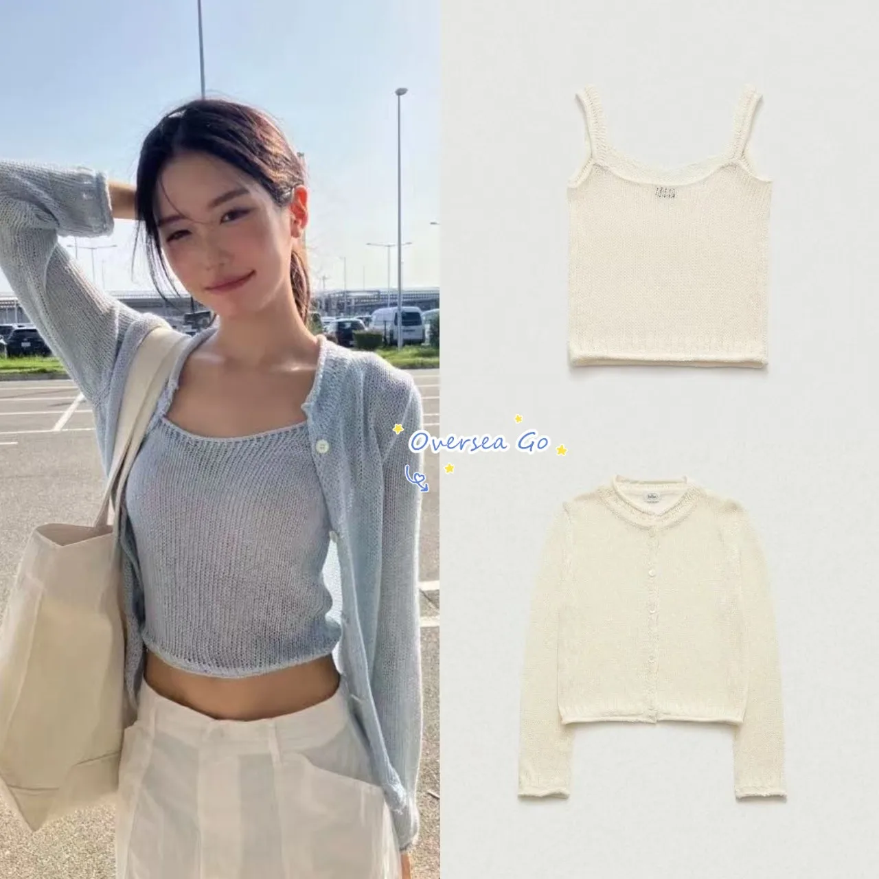 

Нежный вязаный комплект: кардиган и топ для женщин, повседневный, удобный, с длинными рукавами, круглым вырезом, укороченный, из двух предметов