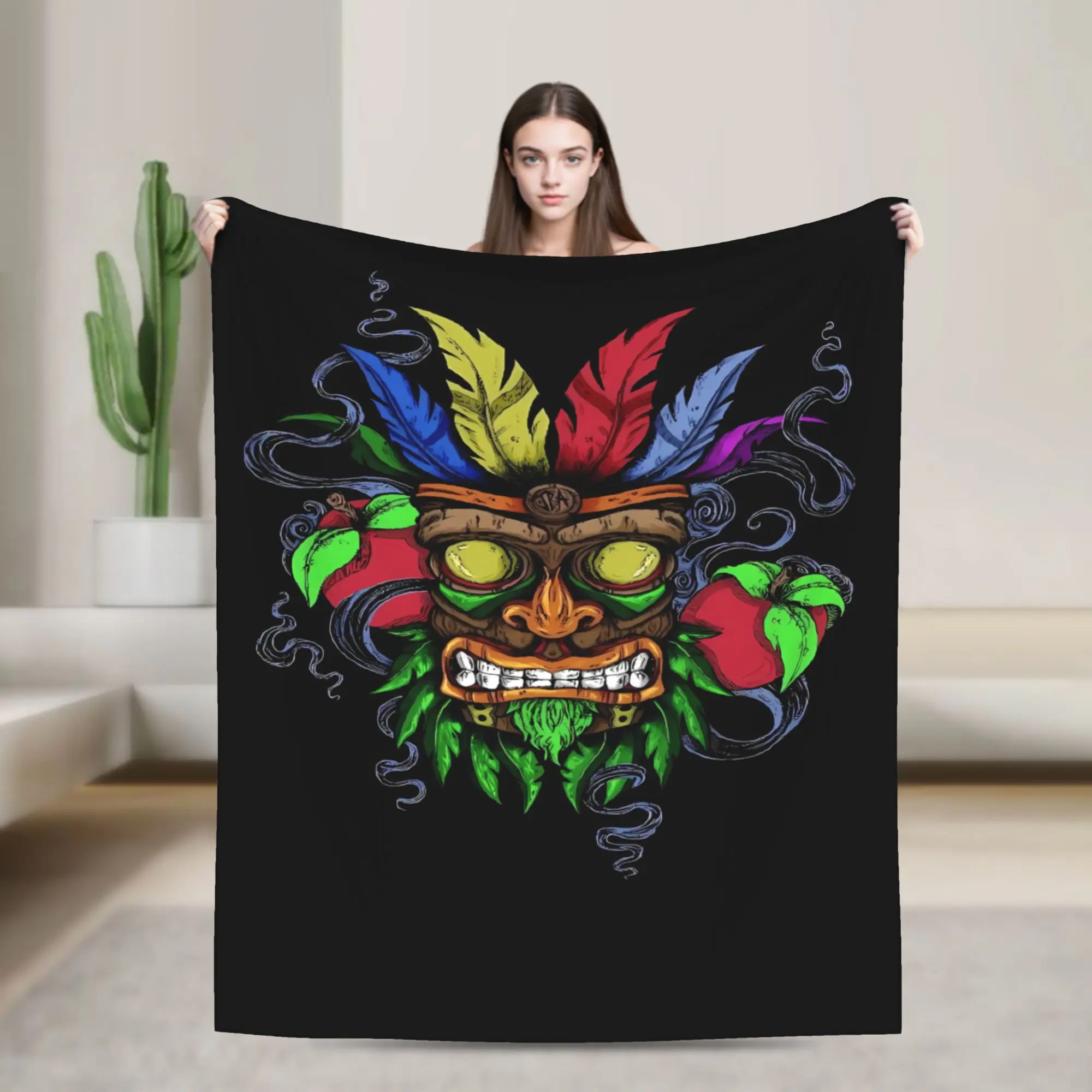 Crash Bandicoot Mask Art Warm Soft Blanket  Girls Boys Plush Bedding Throws Fluffy Couch Chair Flannel Bedspread Sofa Bed Cover
