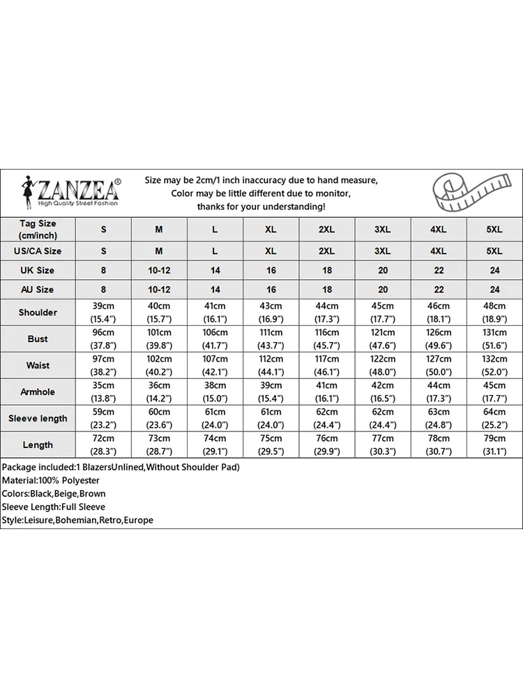 سترة ZANZEA لخريف 2025 خفيفة الوزن للنساء أنيقة OL مع طية صدر مدببة وأكمام طويلة مزدوجة الصدر بلون واحد سترات بدلة