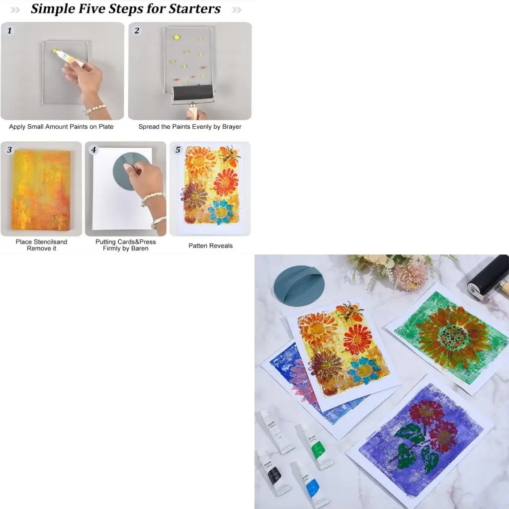  Quality Gel Printing Starter Set With Baren Tool And Pet Templates For Artists