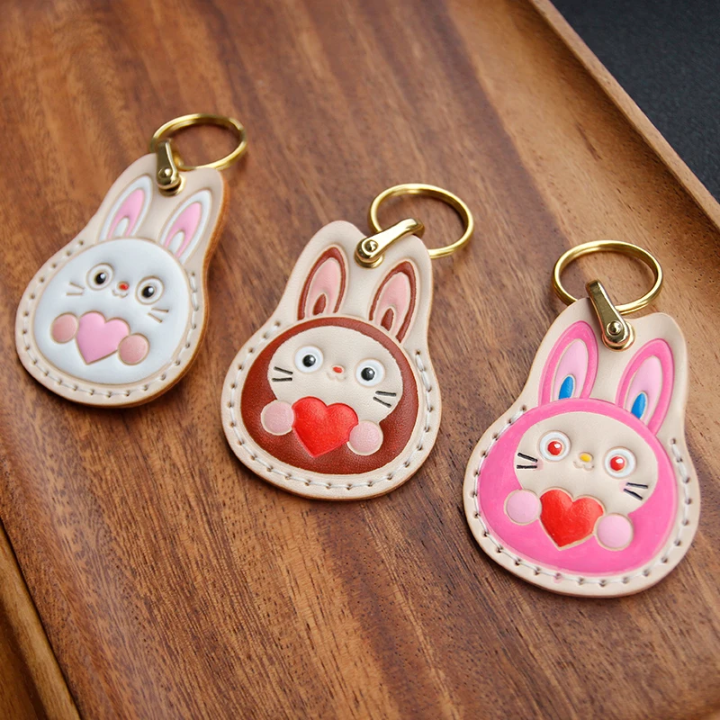 

Handmade leather access card cover protective cover small square water droplet shape induction elevator card cover cartoon